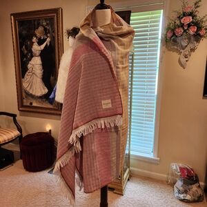 Red Gold and White Chevron Scarf with Fringe.  Would Make Beach Towel Coverup